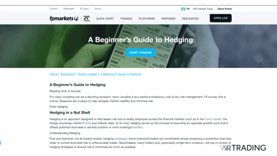 FP Markets Broker for Hedging Strategies