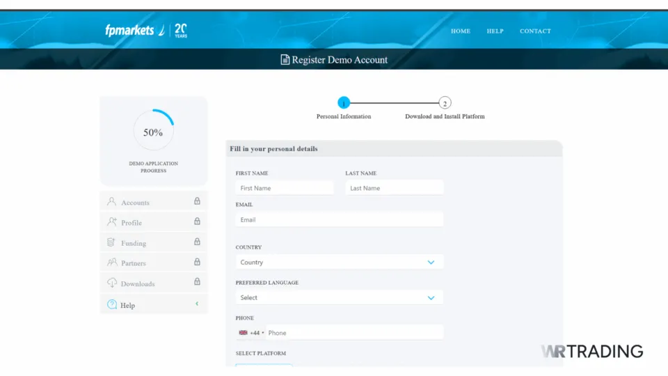 FP Markets MetaTrader 4 Demo Account Sign Up