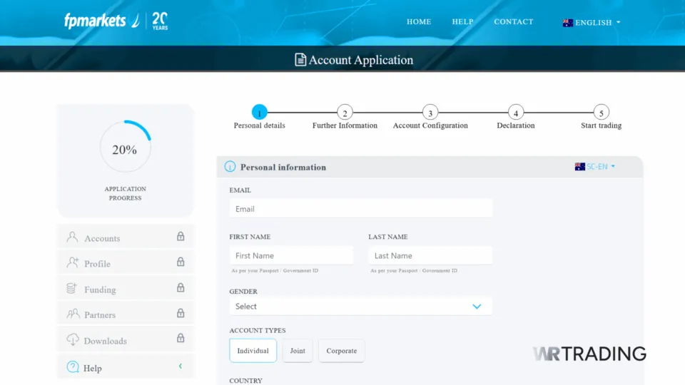 FP Markets Trading Islamic Account Registration Swap Free Account