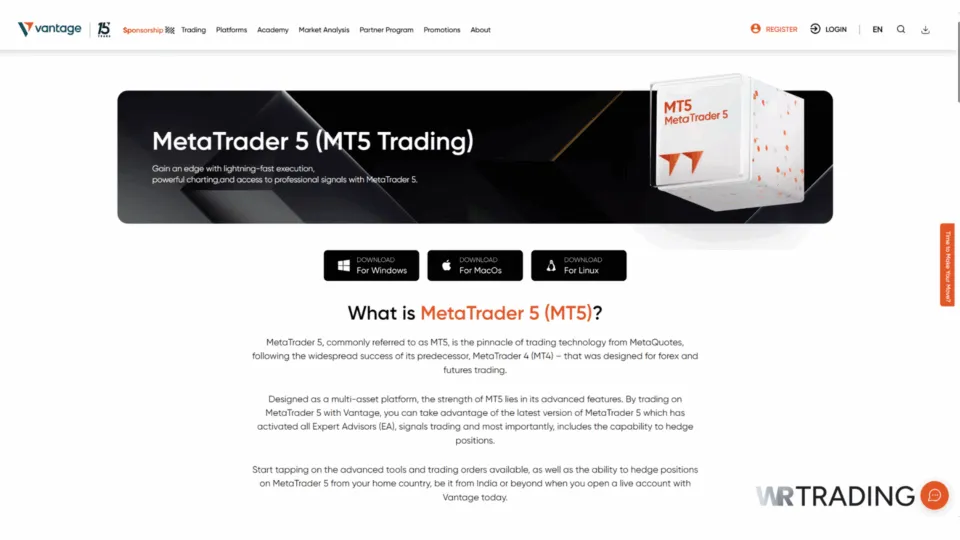 MetaTrader 5 (MT5) Broker Vantage Markets
