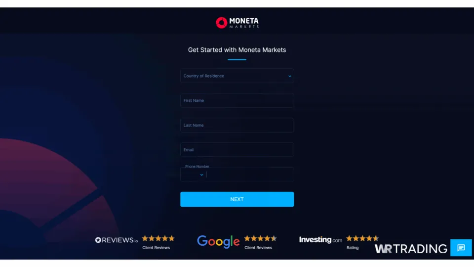 Moneta Markets MetaTrader 5 Demo Account Sign Up