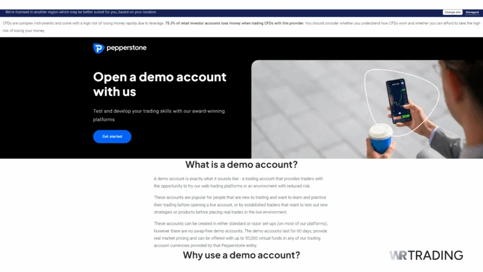 Pepperstone Forex Trading Demo Account Opening Page