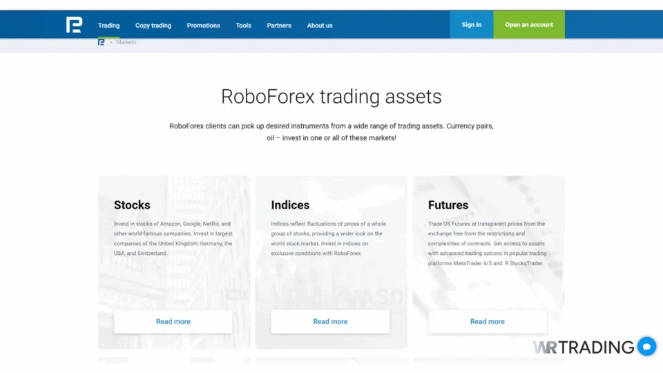 RoboForex CFD Trading and Assets