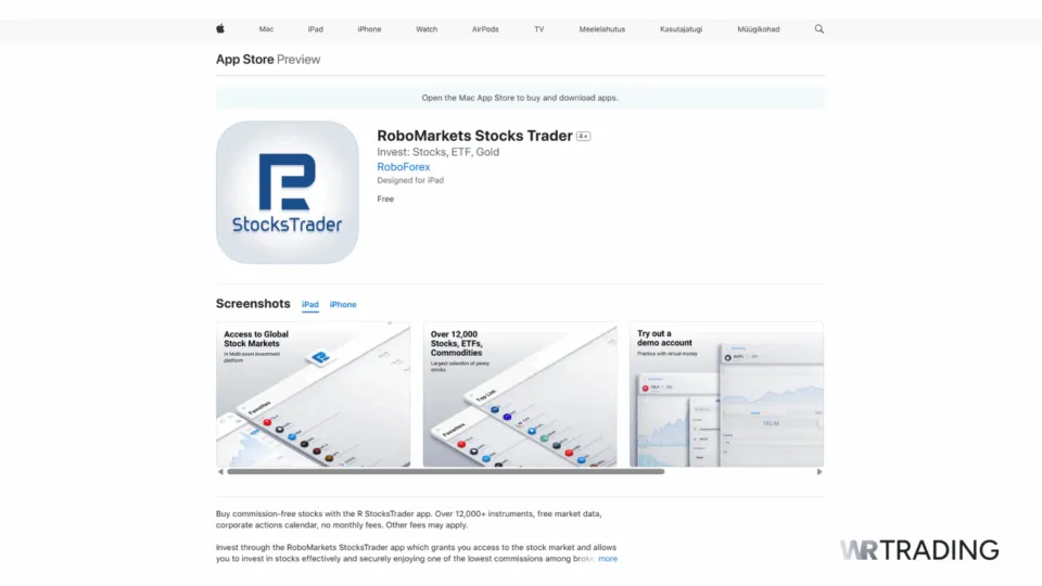 RoboForex CFD App on Apple Store
