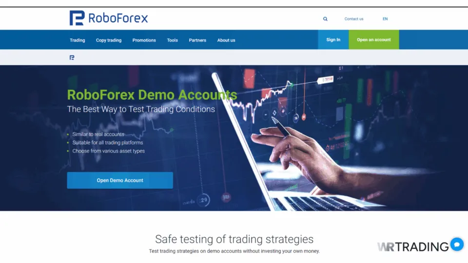 RoboForex CFD Trading Demo Account Opening Page