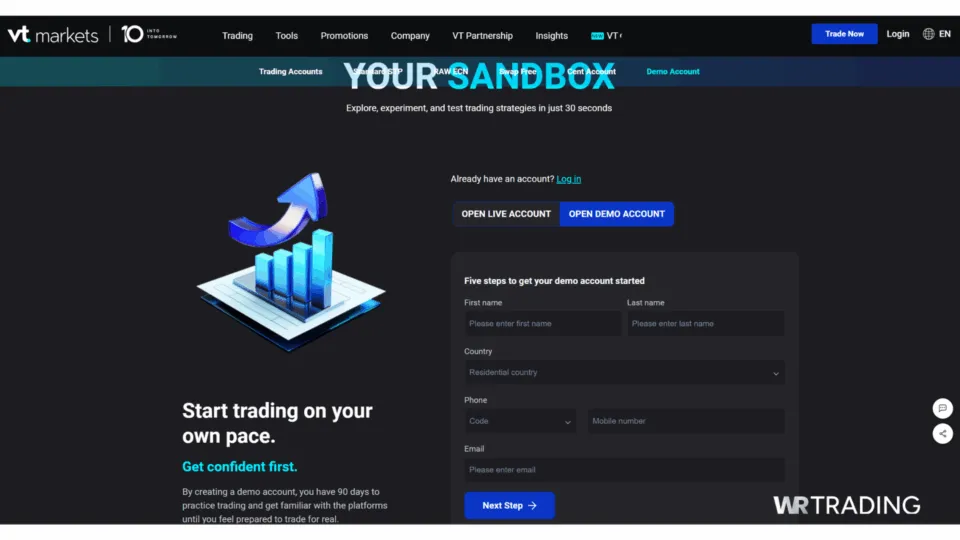VT Markets Forex Trading Demo Account Opening Page