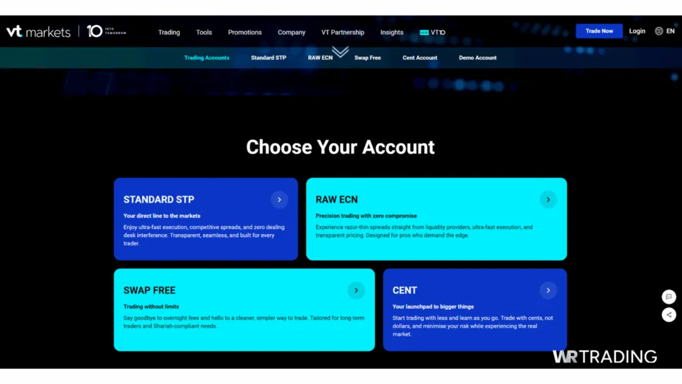 VT Markets Forex Trading Account Types