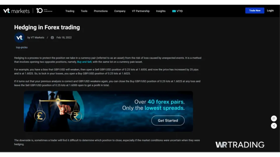 VT Markets Broker for Hedging Strategies