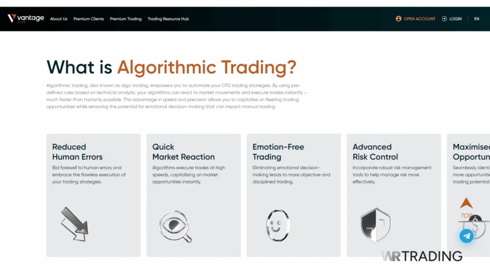 Vantage Markets Algorithmic Trading Benefits
