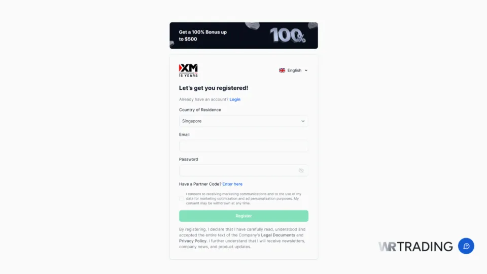 XM Markets Forex Trading Demo Account Opening Page