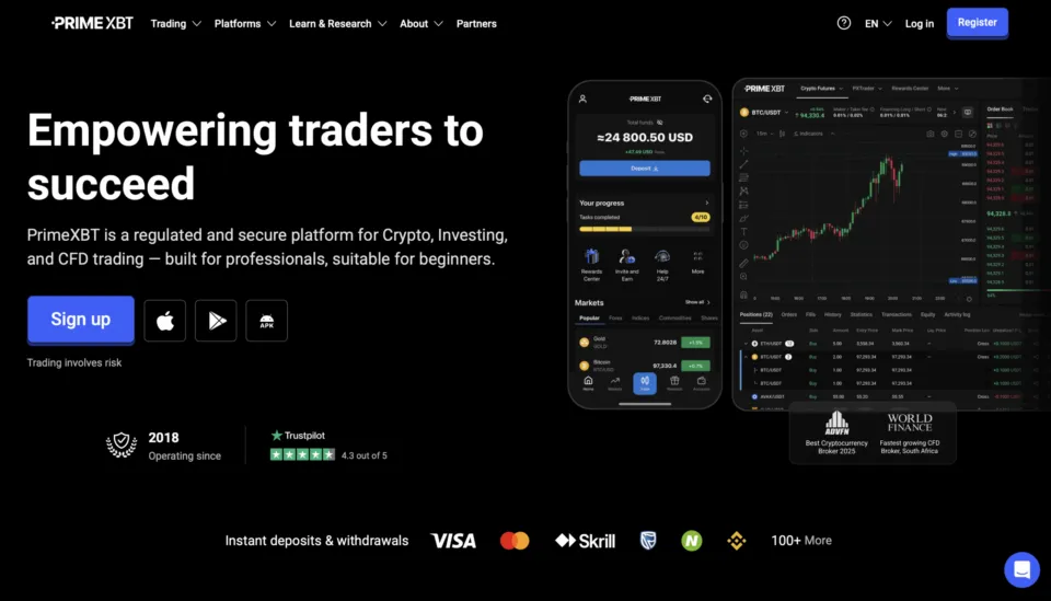 PrimeXBT - Non-ESMA regulated Forex Broker