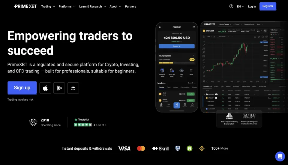 PrimeXBT - Non-ESMA regulated Forex Broker