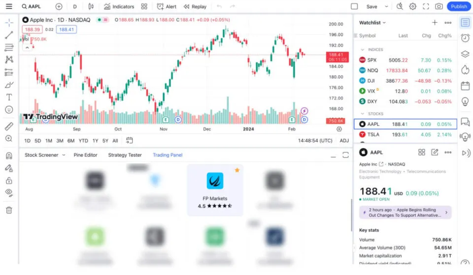 FP Markets TradingView
