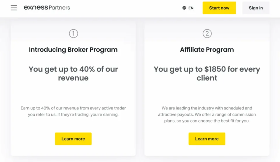 Exness Affiliate Programs: Earn up to 40% revenue as IB or 50 CPA as Forex affiliate.