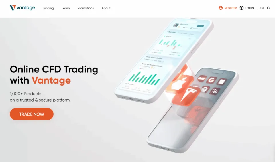 Vantage Markets trading broker website