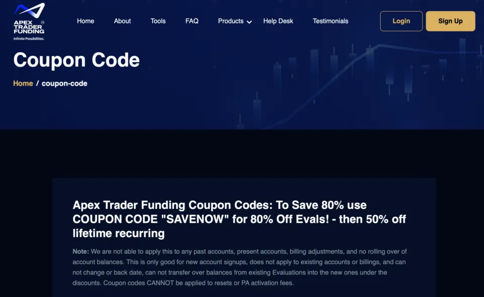 Apex Trader Funding - Promo Code Example