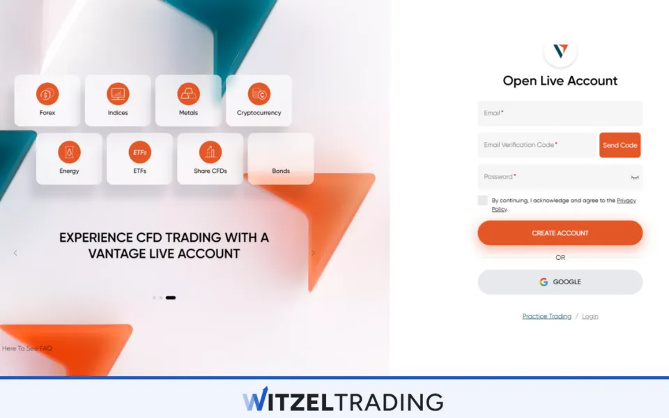 Registration Forex Trading Accounts Vantage Markets