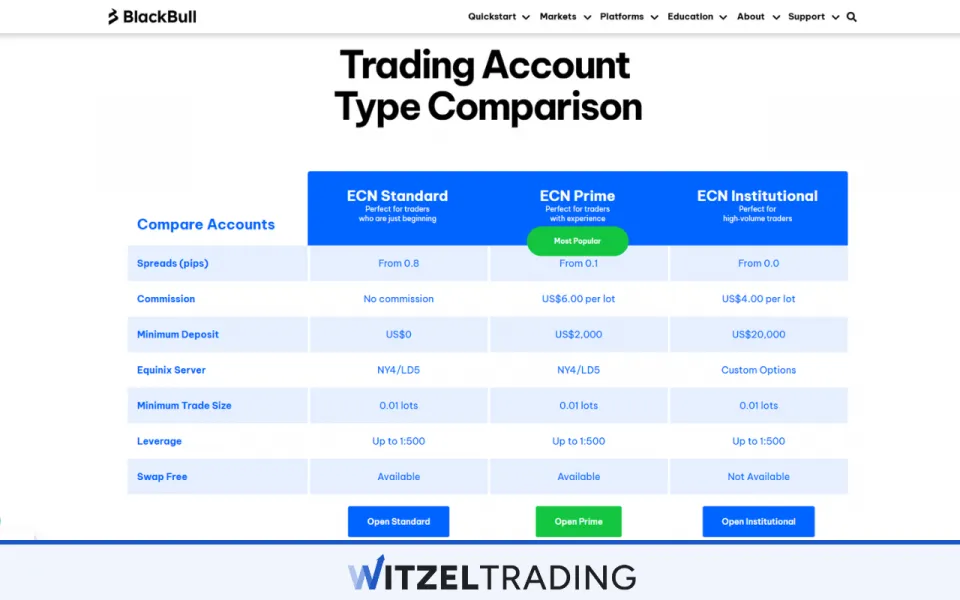 BlackBull Markets Forex Trading Fees