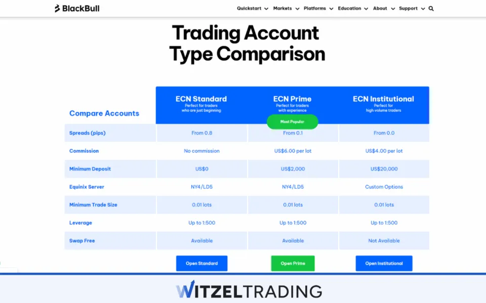 BlackBull Markets Forex Trading Fees