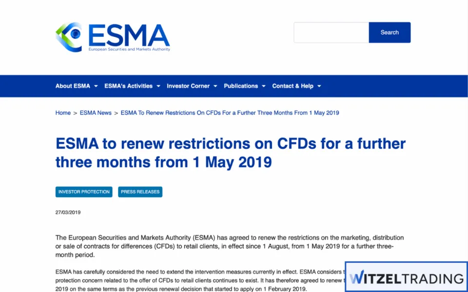ESMA regulates financial products in Europe - e.g. CFDs