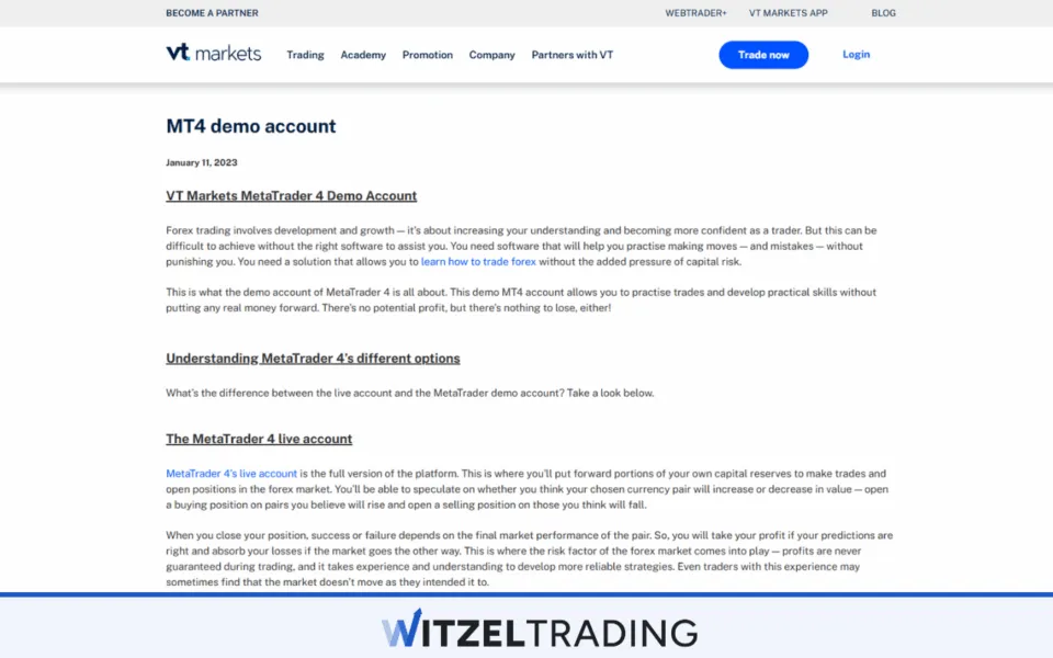 VT Markets MetaTrader 4 Demo Account Sign Up