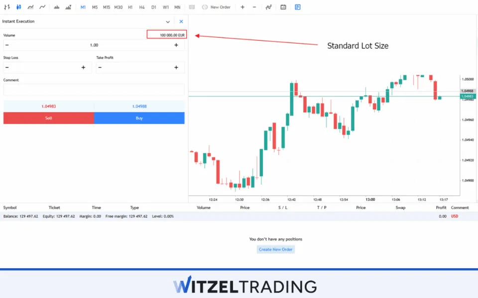 Pip Value with Standard Lot Size EUR/USD