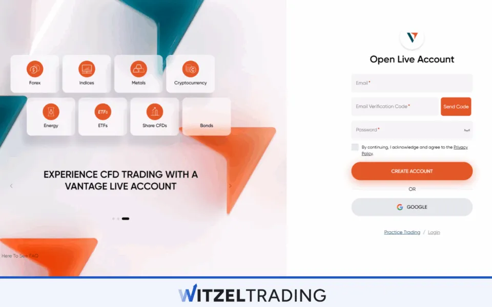 Registration Forex Trading Accounts Vantage Markets