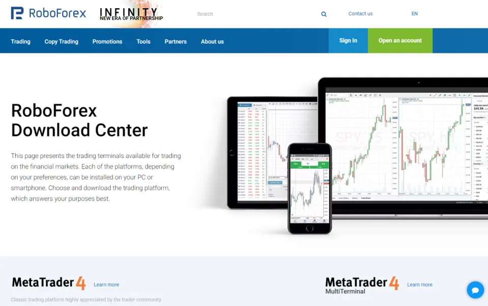RoboForex trading broker website