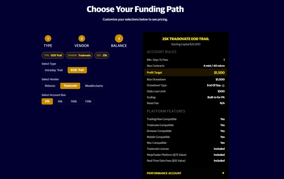 Apex Trader Funding Tradovate Plan