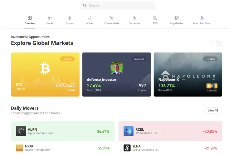 Range of Markets and Financial Products on a Trading Broker