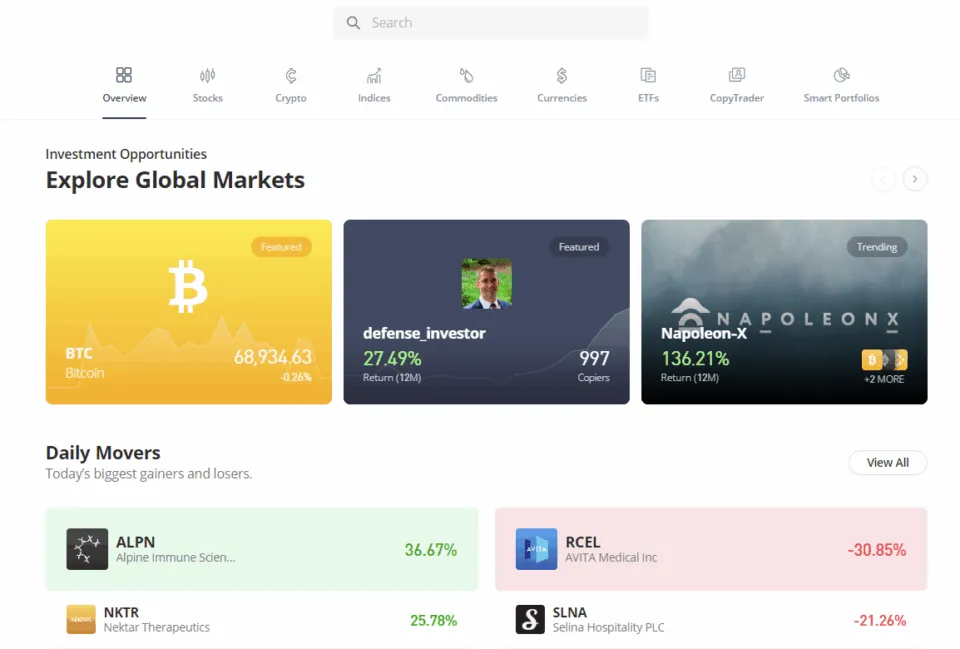 Range of Markets and Financial Products on a Trading Broker