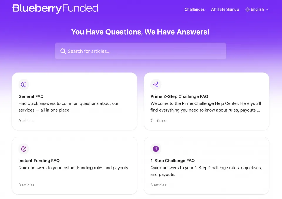 Blueberry Funded Help Center
