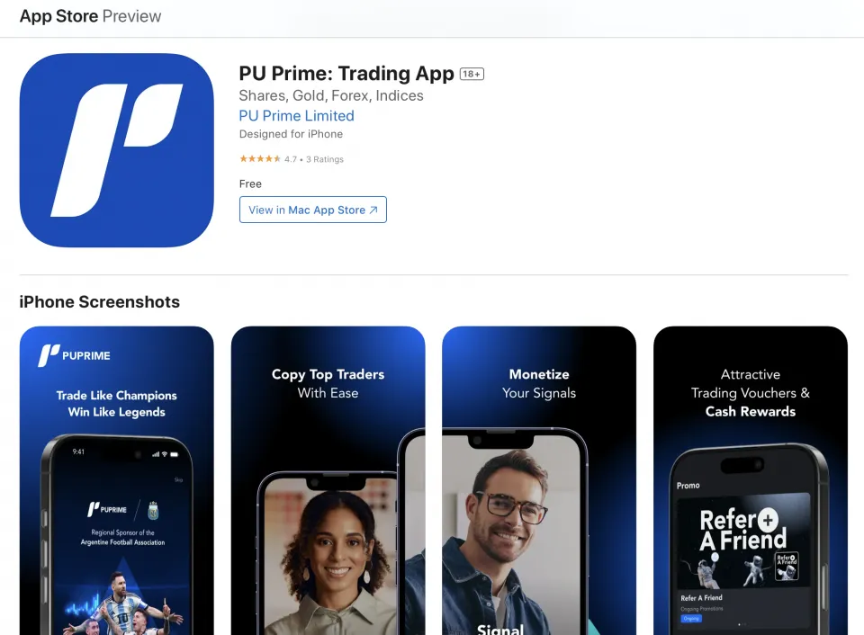 PU Prime iOS App for CFD Trading