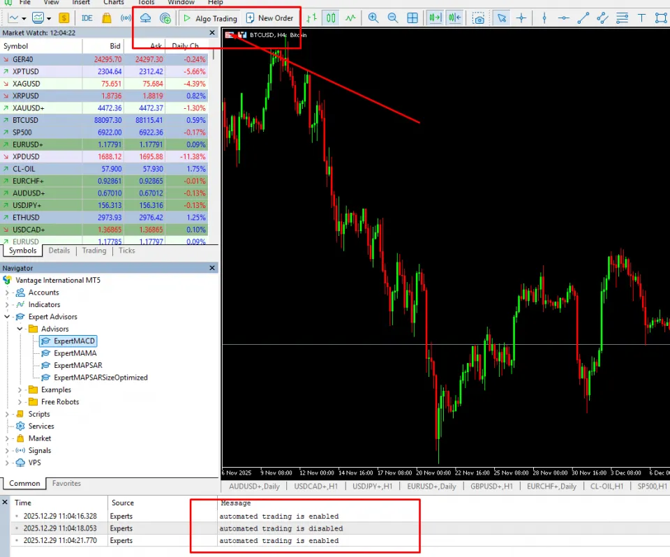 EA Algo Trading, Monitoring and Verification