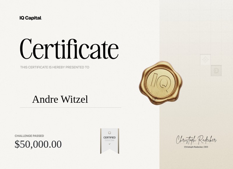 IQ Capital Funding Certificate from Andre Witzel